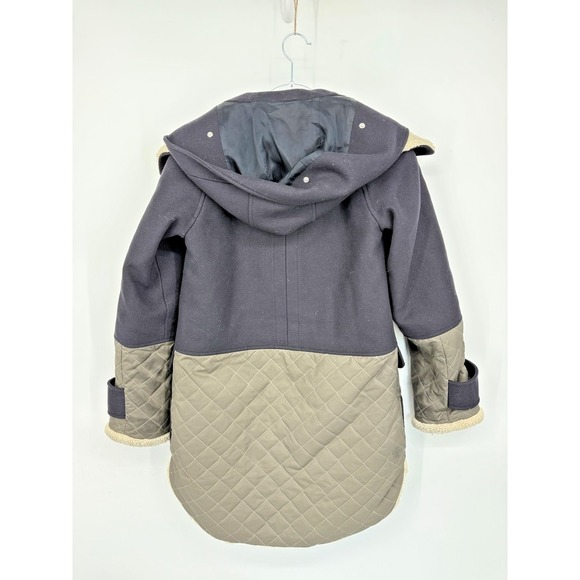 Karen Millen Wool Blend Quilted Coat Women's Size 4 Hooded Full Zip Winter Cozy - Picture 2 of 7